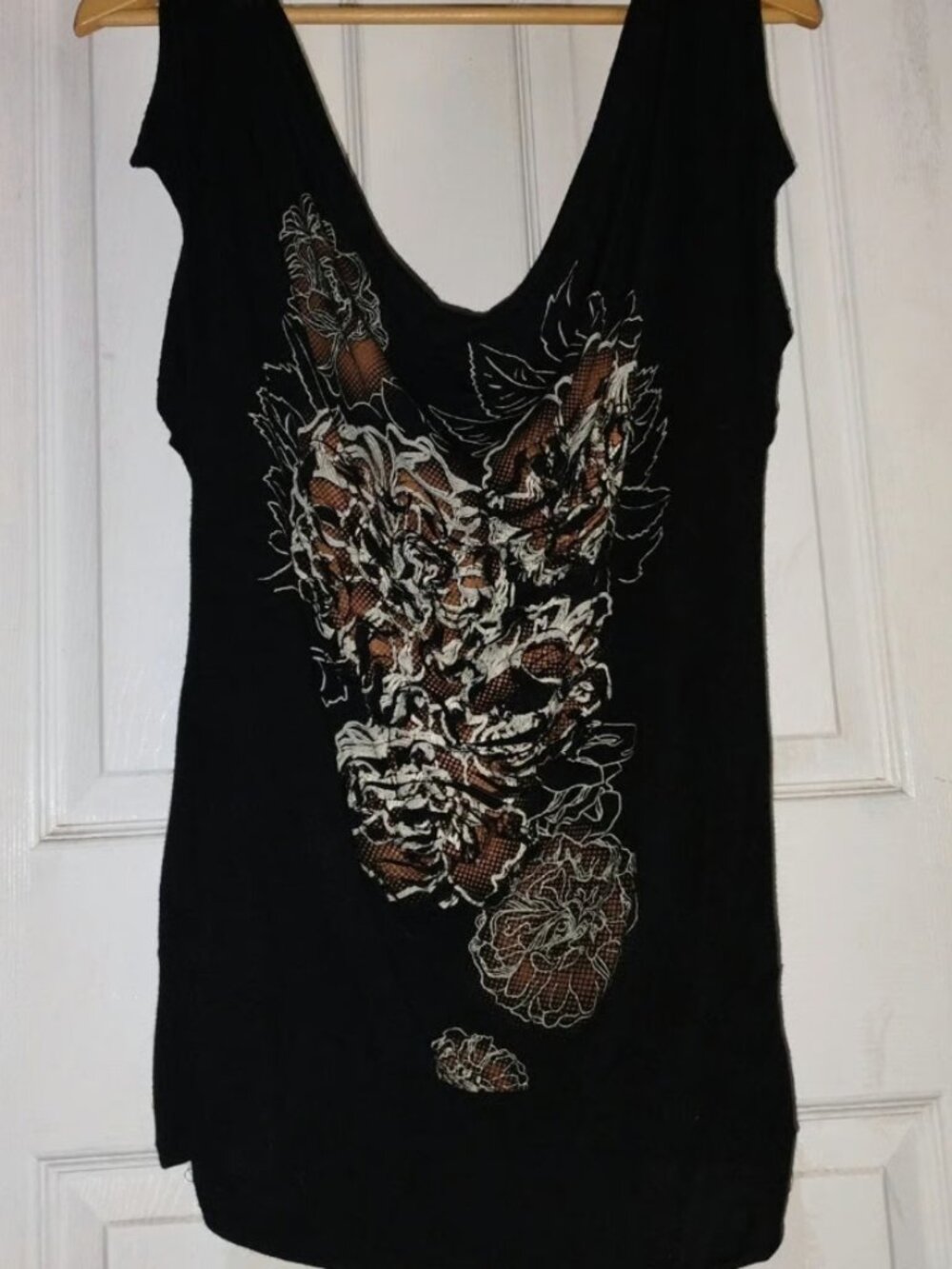 True vintage Pinkberry Top, mesh sequence, embroidered, cold shoulder, floral
